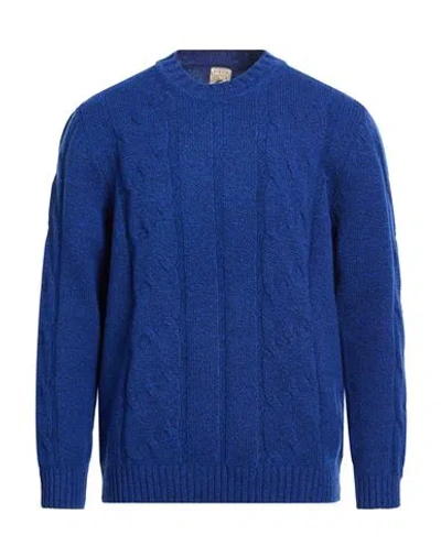 H953 Man Sweater Blue Size 44 Merino Wool, Cashmere In Animal Print