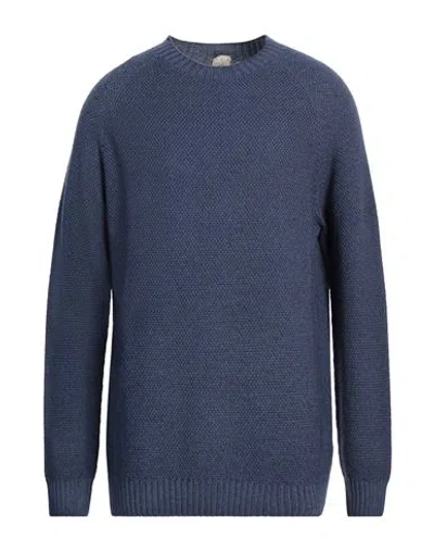 H953 Man Sweater Blue Size 48 Merino Wool In Blue
