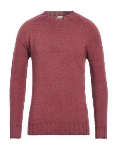 H953 Man Sweater Brick Red Size 38 Merino Wool