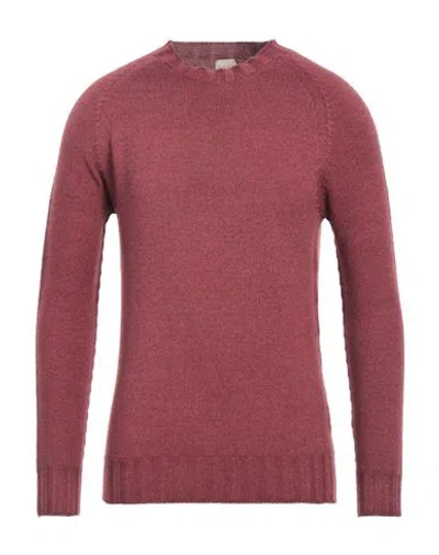 H953 Man Sweater Brick Red Size 38 Merino Wool In Red