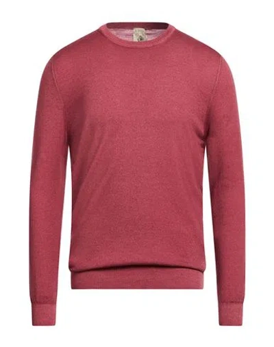 H953 Man Sweater Brick Size 42 Merino Wool In Red