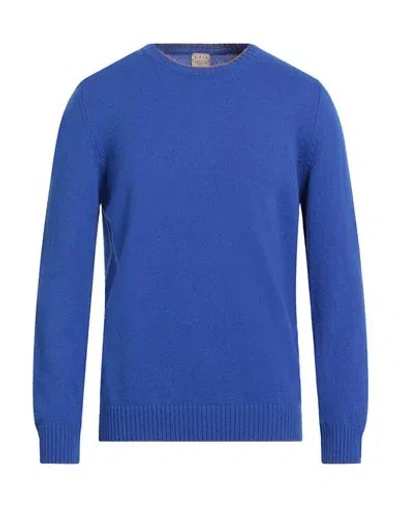 H953 Man Sweater Bright Blue Size 46 Merino Wool