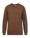 H953 Man Sweater Brown Size 44 Merino Wool