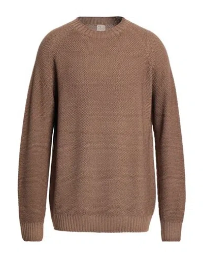 H953 Man Sweater Brown Size 46 Merino Wool