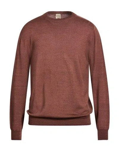 H953 Man Sweater Brown Size 46 Merino Wool