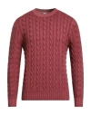 H953 Man Sweater Burgundy Size 40 Merino Wool In Red