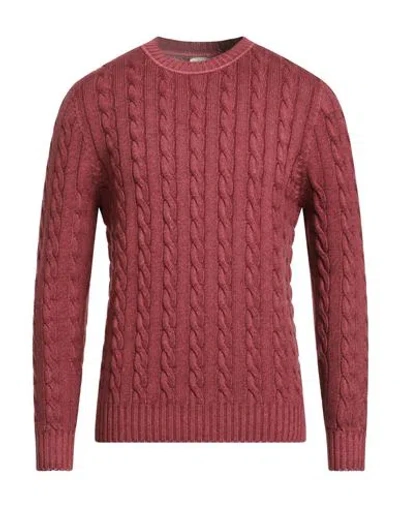 H953 Man Sweater Burgundy Size 40 Merino Wool In Red