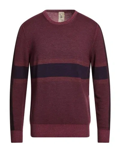 H953 Man Sweater Burgundy Size 40 Merino Wool In Red