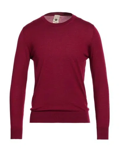 H953 Man Sweater Burgundy Size 40 Super 140s Wool, Silk, Cashmere In Red