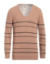 H953 Man Sweater Camel Size 44 Bamboo, Linen, Hemp In Beige