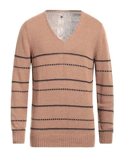H953 Man Sweater Camel Size 44 Bamboo, Linen, Hemp In Beige