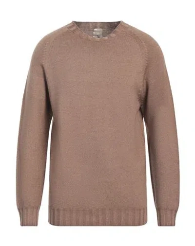 H953 Man Sweater Camel Size 44 Merino Wool In Brown