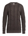 H953 Man Sweater Chocolate Brown Size 42 Merino Wool