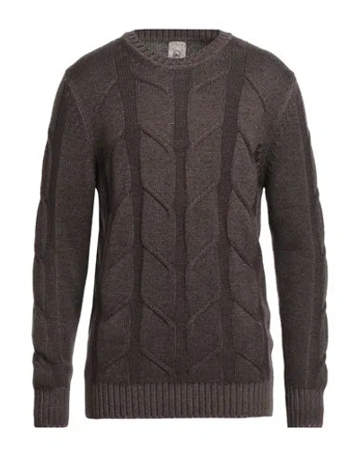 H953 Man Sweater Chocolate Brown Size 42 Merino Wool