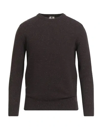 H953 Man Sweater Chocolate Brown Size 46 Merino Wool
