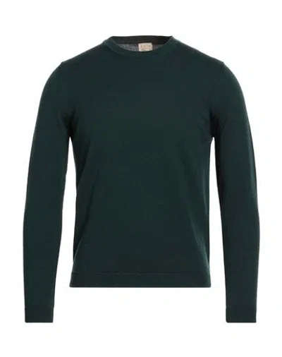 H953 Man Sweater Dark Green Size 36 Merino Wool