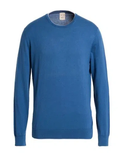 H953 Man Sweater Deep Teal Size 42 Cotton In Blue