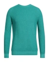 H953 Man Sweater Emerald Green Size 38 Merino Wool In Green