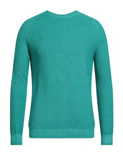 H953 Man Sweater Emerald Green Size 38 Merino Wool