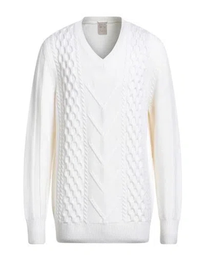 H953 Man Sweater Ivory Size 40 Merino Wool In White