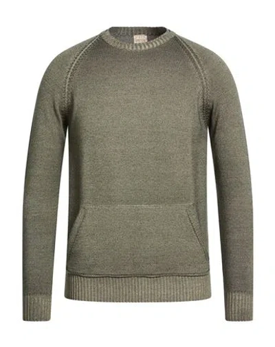 H953 Man Sweater Khaki Size 38 Merino Wool In Green