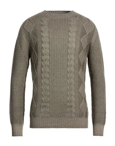 H953 Man Sweater Khaki Size 38 Merino Wool In Gray