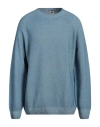 H953 Man Sweater Light Blue Size 46 Merino Wool