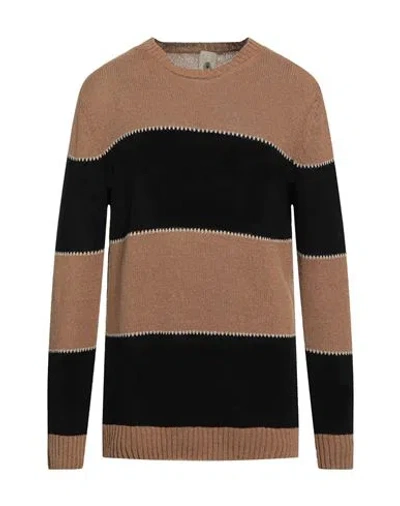 H953 Man Sweater Light Brown Size 44 Bamboo, Linen, Hemp In Beige
