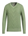 H953 Man Sweater Light Green Size 42 Merino Wool In Burgundy