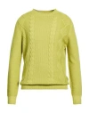 H953 Man Sweater Lime Green Size 40 Merino Wool In Yellow