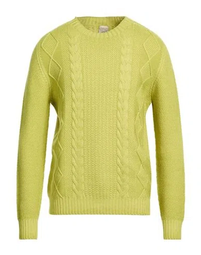 H953 Man Sweater Lime Green Size 42 Merino Wool