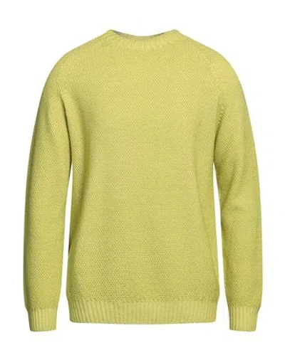 H953 Man Sweater Lime Green Size 42 Merino Wool In Yellow