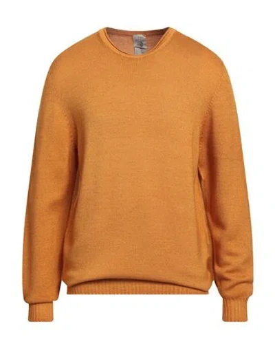 H953 Man Sweater Mandarin Size 42 Merino Wool In Orange