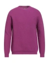 H953 Man Sweater Mauve Size 46 Merino Wool In Purple