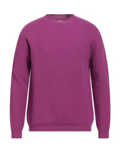 H953 Man Sweater Mauve Size 46 Merino Wool In Purple