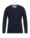 H953 Man Sweater Midnight Blue Size 38 Merino Wool In Blue