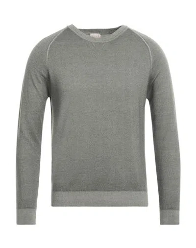 H953 Man Sweater Military Green Size 38 Merino Wool In Gray