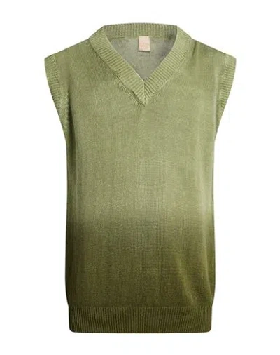 H953 Man Sweater Military Green Size 40 Linen, Cotton