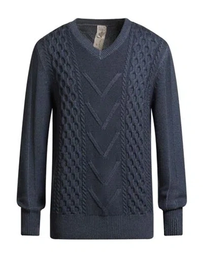 H953 Man Sweater Navy Size 42 Merino Wool In Blue