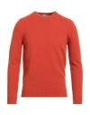 H953 Man Sweater Orange Size 46 Merino Wool