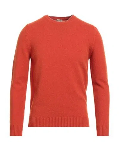 H953 Man Sweater Orange Size 46 Merino Wool