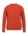 H953 Man Sweater Orange Size 46 Merino Wool In Red