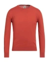 H953 Man Sweater Rust Size 38 Cotton In Red