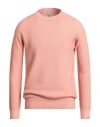 H953 Man Sweater Salmon Pink Size 38 Merino Wool In Pink