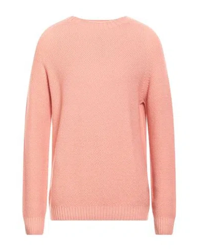 H953 Man Sweater Salmon Pink Size 42 Merino Wool In Brown