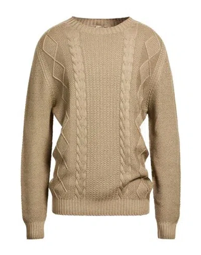 H953 Man Sweater Sand Size 44 Merino Wool In Brown