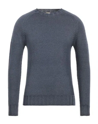 H953 Man Sweater Slate Blue Size 38 Merino Wool
