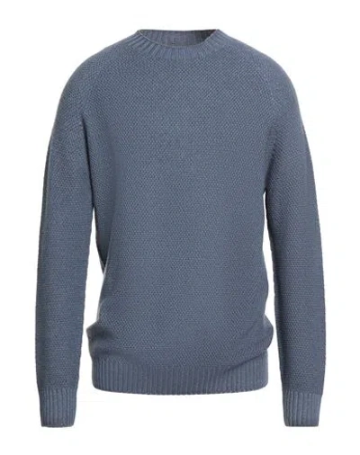 H953 Man Sweater Slate Blue Size 42 Merino Wool