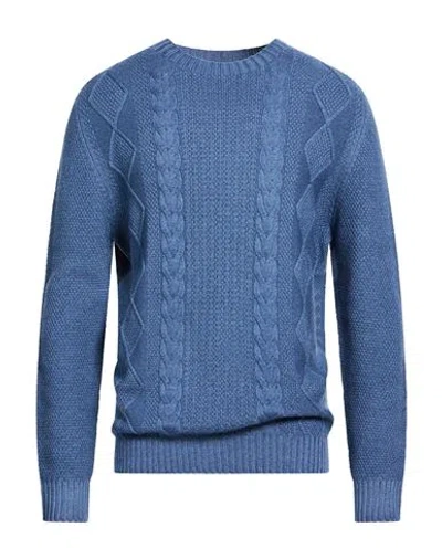 H953 Man Sweater Slate Blue Size 44 Merino Wool