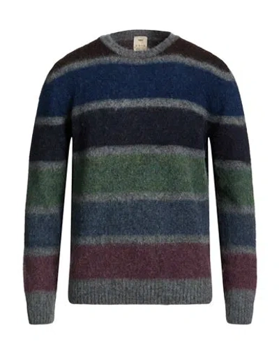H953 Man Sweater Slate Blue Size 44 Merino Wool In Multi